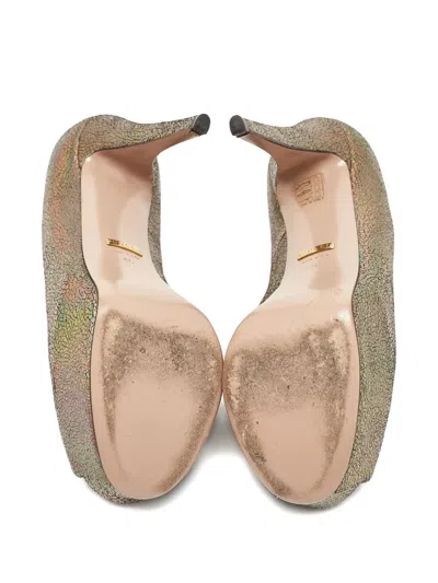 Pre-owned Gucci 145mm Platform Peep Toe Pumps