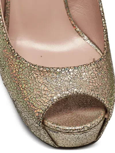 Pre-owned Gucci 145mm Platform Peep Toe Pumps