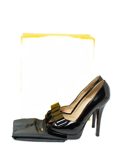 Pre-owned Fendi 140mm Bow-detail Pumps In Black