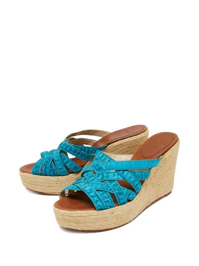 Pre-owned Christian Louboutin 110mm Espadrille Wedge Sandals