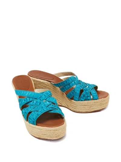 Pre-owned Christian Louboutin 110mm Espadrille Wedge Sandals