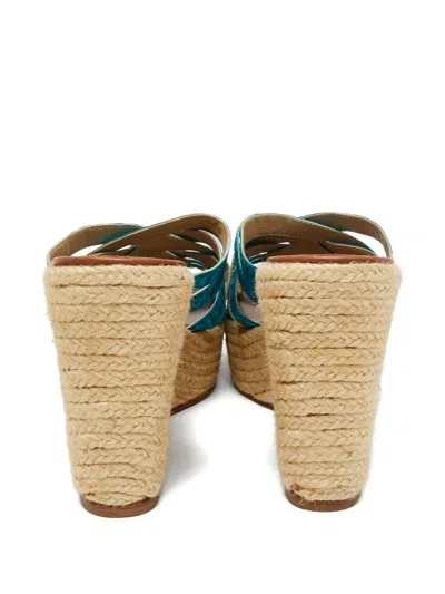 Pre-owned Christian Louboutin 110mm Espadrille Wedge Sandals