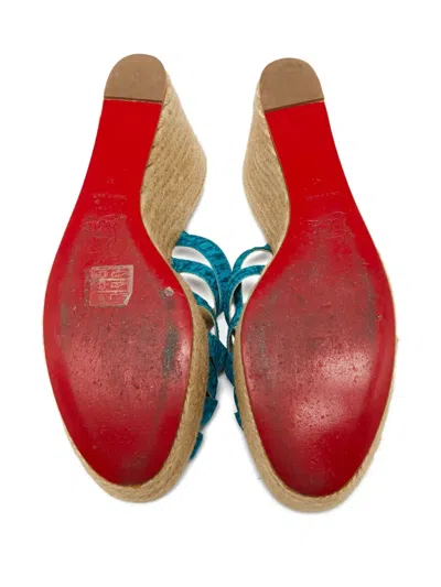 Pre-owned Christian Louboutin 110mm Espadrille Wedge Sandals