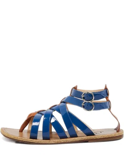 Pre-owned Christian Louboutin Patent Leather Gladiator Flat Sandals