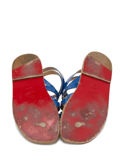 Pre-owned Christian Louboutin Patent Leather Gladiator Flat Sandals
