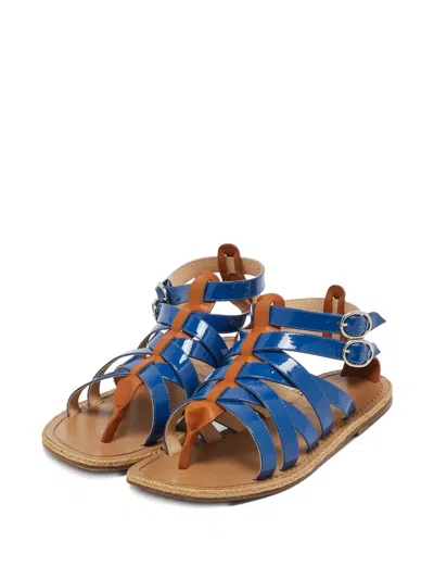 Pre-owned Christian Louboutin Patent Leather Gladiator Flat Sandals
