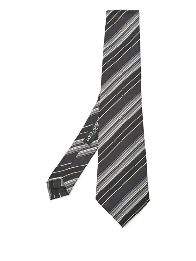 Pre-owned Dolce & Gabbana Diagonal Stripes Silk Tie