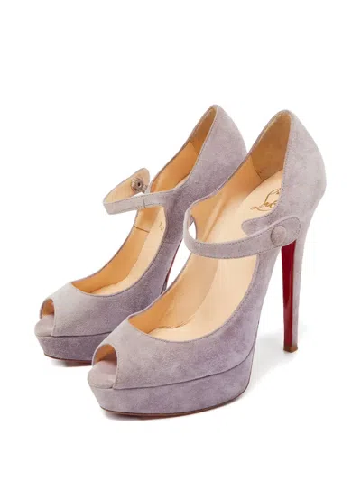 Pre-owned Christian Louboutin 110mm Zeppa Peep-toe Pumps In Purple