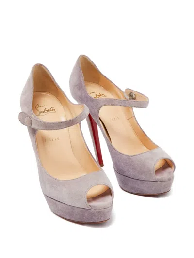 Pre-owned Christian Louboutin 110mm Zeppa Peep-toe Pumps In Purple