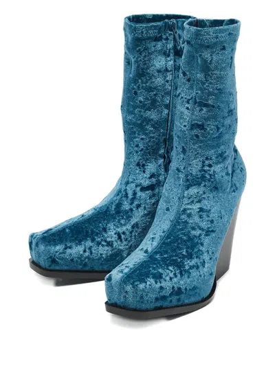 Pre-owned Stella Mccartney Velvet Boots In Blue