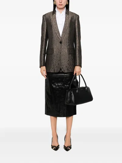 Giorgio Armani Single-button Blazer In Brown