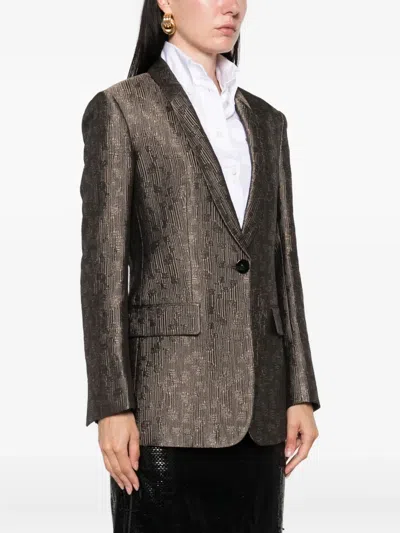 Giorgio Armani Single-button Blazer In Brown