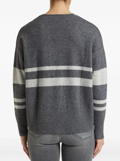 Pennyblack Naif Striped V-neck Sweater In Gray