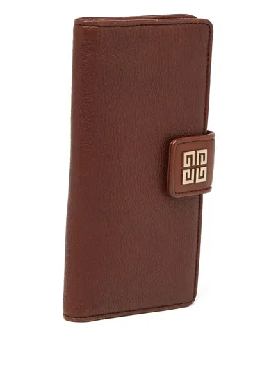 Pre-owned Givenchy Logo Flap Continental Wallet In Brown