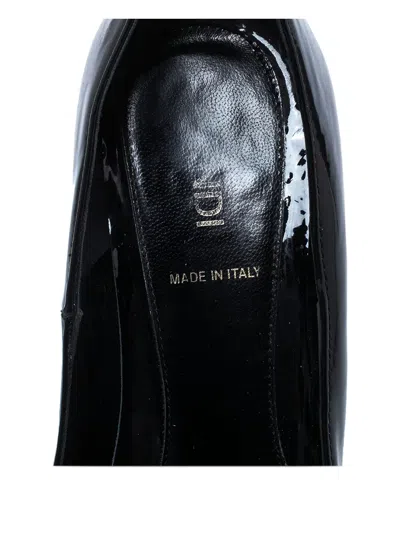 Pre-owned Fendi 115mm Patent Leather Ff Logo Pumps In Black