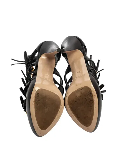 Pre-owned Miu Miu 130mm Leather Heeled Sandals In Black