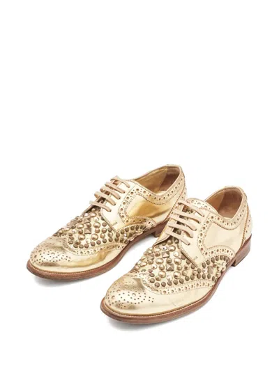 Pre-owned Dolce & Gabbana Studded Brogues In Gold