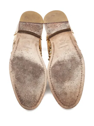 Pre-owned Dolce & Gabbana Studded Brogues In Gold