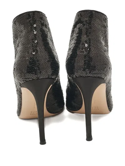 Pre-owned Gianvito Rossi 100mm Sequin Embellishment Peep Toe Booties