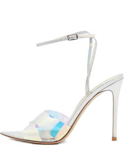 Pre-owned Gianvito Rossi  110mm Iridescent-effect Sandals In White