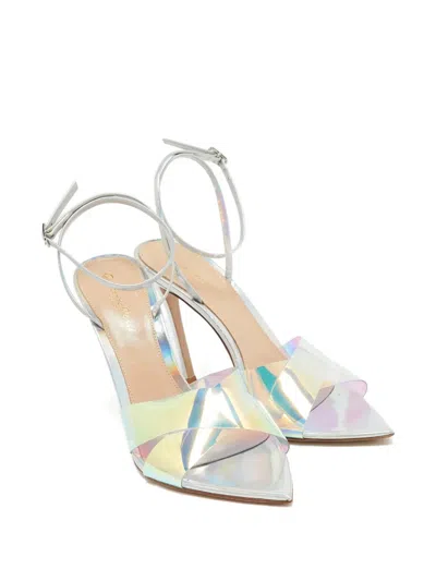Pre-owned Gianvito Rossi  110mm Iridescent-effect Sandals In White