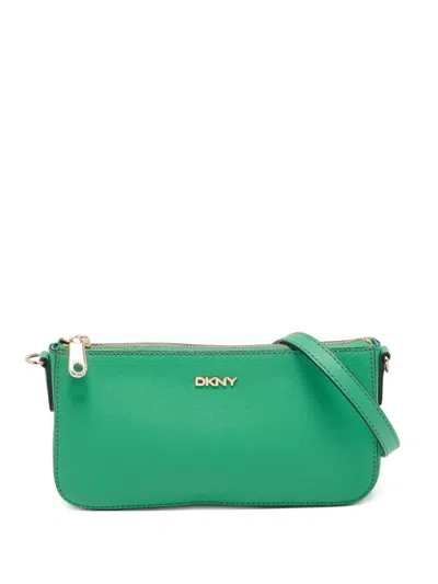 Pre-owned Dkny Vintage Leather Shoulder Bag In Green