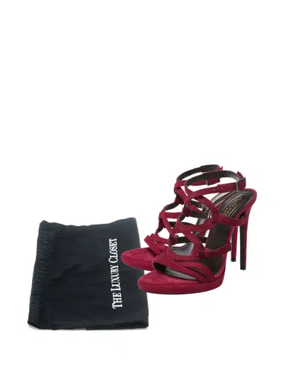 Pre-owned Roberto Cavalli Vintage  115mm Suede Sandals In Red