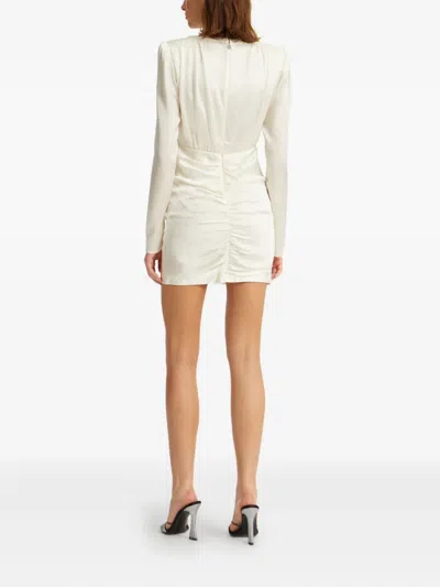 Rotate Birger Christensen Gathered Satin Mini Dress In White