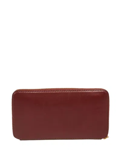 Pre-owned Lancel Vintage  Zip-around Leather Wallet In Red