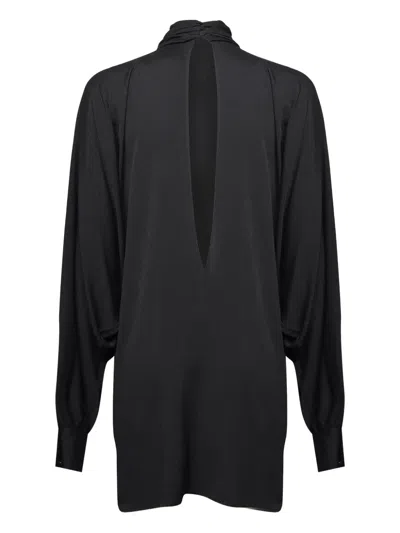 Nineminutes High-neck Wide-sleeve Dress In Black