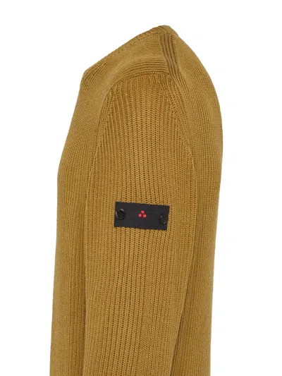 Peuterey Ribbed-wool Crew-neck Sweater In Brown