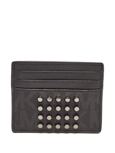Pre-owned Michael Kors Vintage  Studded Leather Cardholder In Black