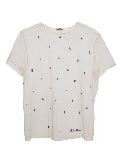 Pre-owned La Perla  Letter-print T-shirt In Pink