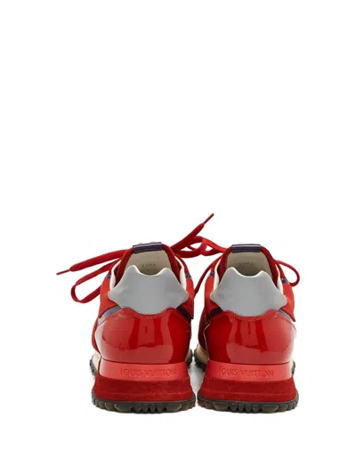 Pre-owned Louis Vuitton Run Away Patent Leather Suede Sneakers In Red