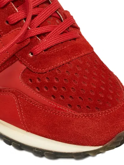 Pre-owned Louis Vuitton Run Away Patent Leather Suede Sneakers In Red