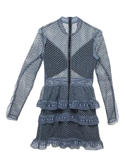 Pre-owned Self-portrait Lace-detail Dress In Blue