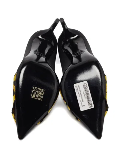 Pre-owned Off-white 110mm Ribbon-detail Satin Pumps In Black