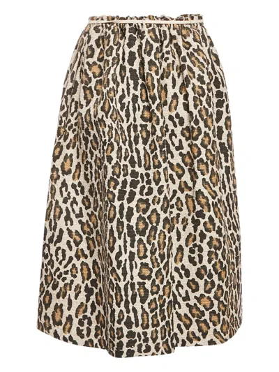 Pre-owned Nanushka  Leopard-print Drawstring Skirt In Brown