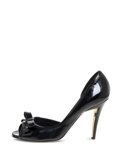 Pre-owned Fendi 105mm Patent Leather Bow Pumps