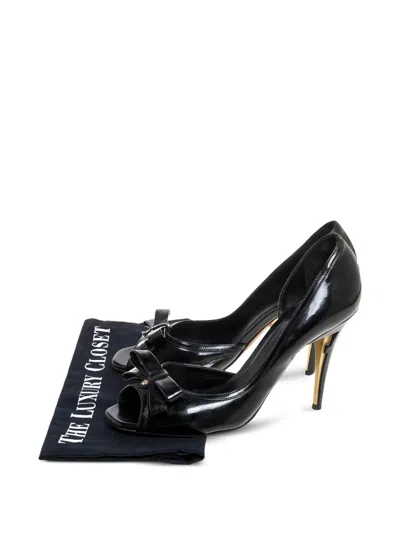 Pre-owned Fendi 105mm Patent Leather Bow Pumps