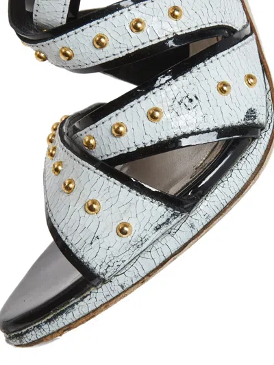 Pre-owned Miu Miu 125mm Studded Sandals In White