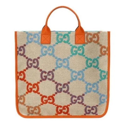 Gucci (wmns)  Rainbow Gradient Logo Flax Tote 'beige Orange'