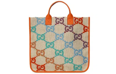 Gucci (wmns)  Rainbow Gradient Logo Flax Tote 'beige Orange'