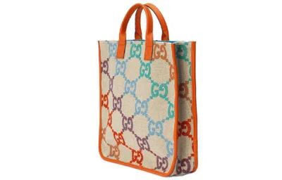 Gucci (wmns)  Rainbow Gradient Logo Flax Tote 'beige Orange'
