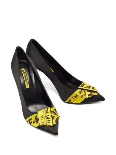 Pre-owned Off-white Logo-print Heeled Pumps In Black
