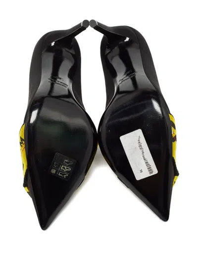 Pre-owned Off-white Logo-print Heeled Pumps In Black