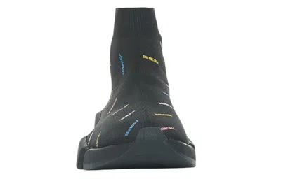 Balenciaga (wmns)  Speed 2.0 Sneakers 'recycled Knit Black With Multicolor Allover Logo'