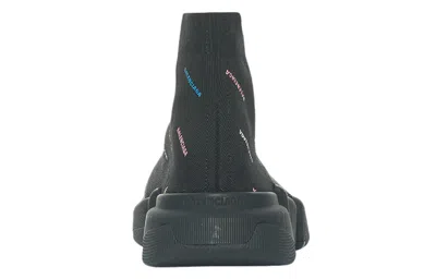 Balenciaga (wmns)  Speed 2.0 Sneakers 'recycled Knit Black With Multicolor Allover Logo'