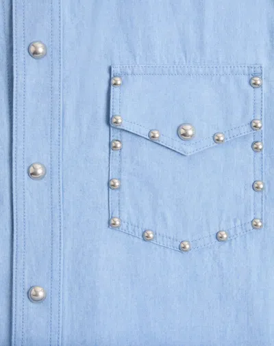 Valentino Chemise En Denim Avec Cabochons Homme Light Denim 50 In Blue