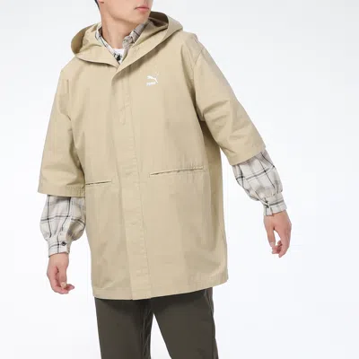 Puma Loose Hooded Casual Sports Short Sleeved Jacket 'beige' In White